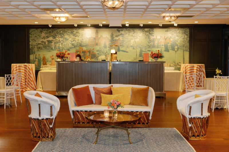 Lounge seating for wedding reception.