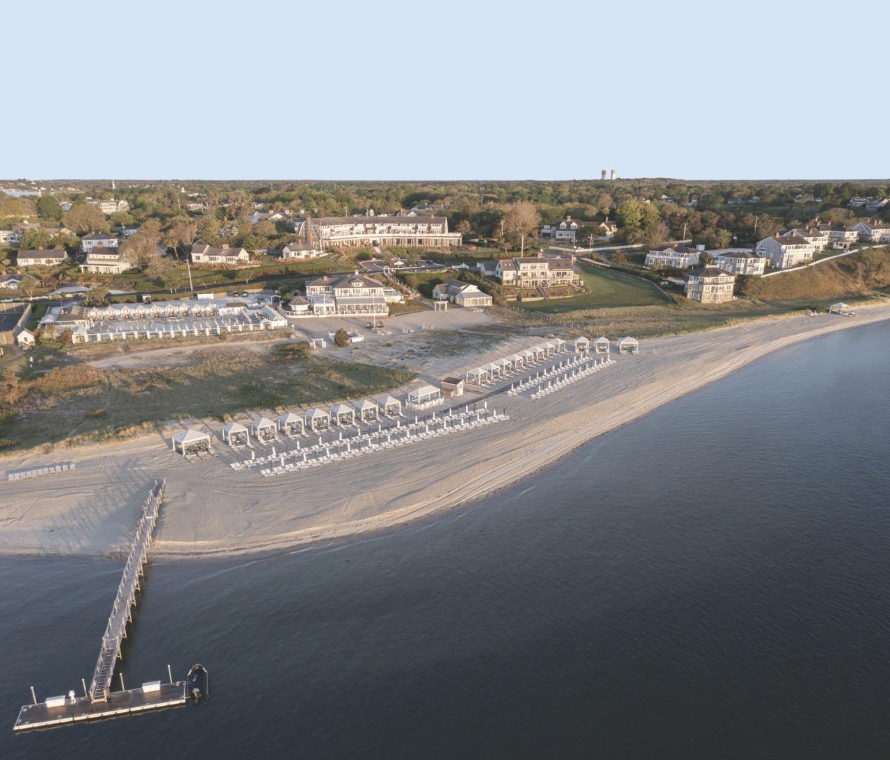 Aerial shot featuring entire property view of a Chatham Bars Inn wedding.