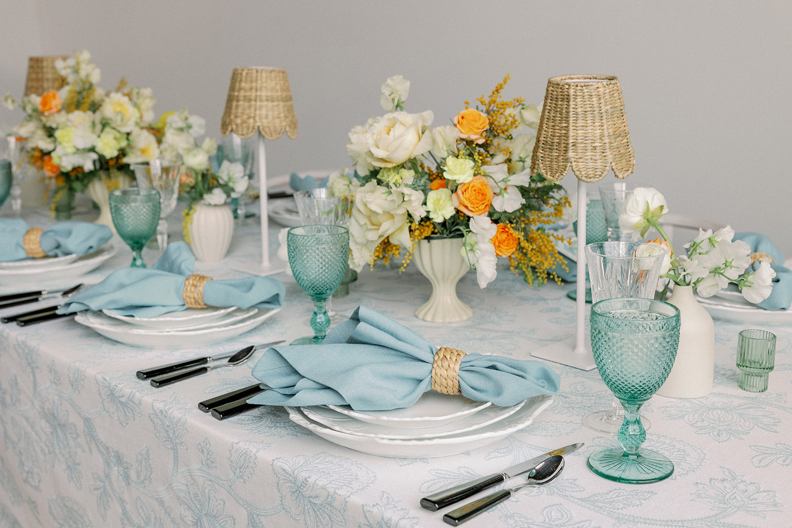 Decorated wedding tablescape for a styled shoot wedding planner rebrand.