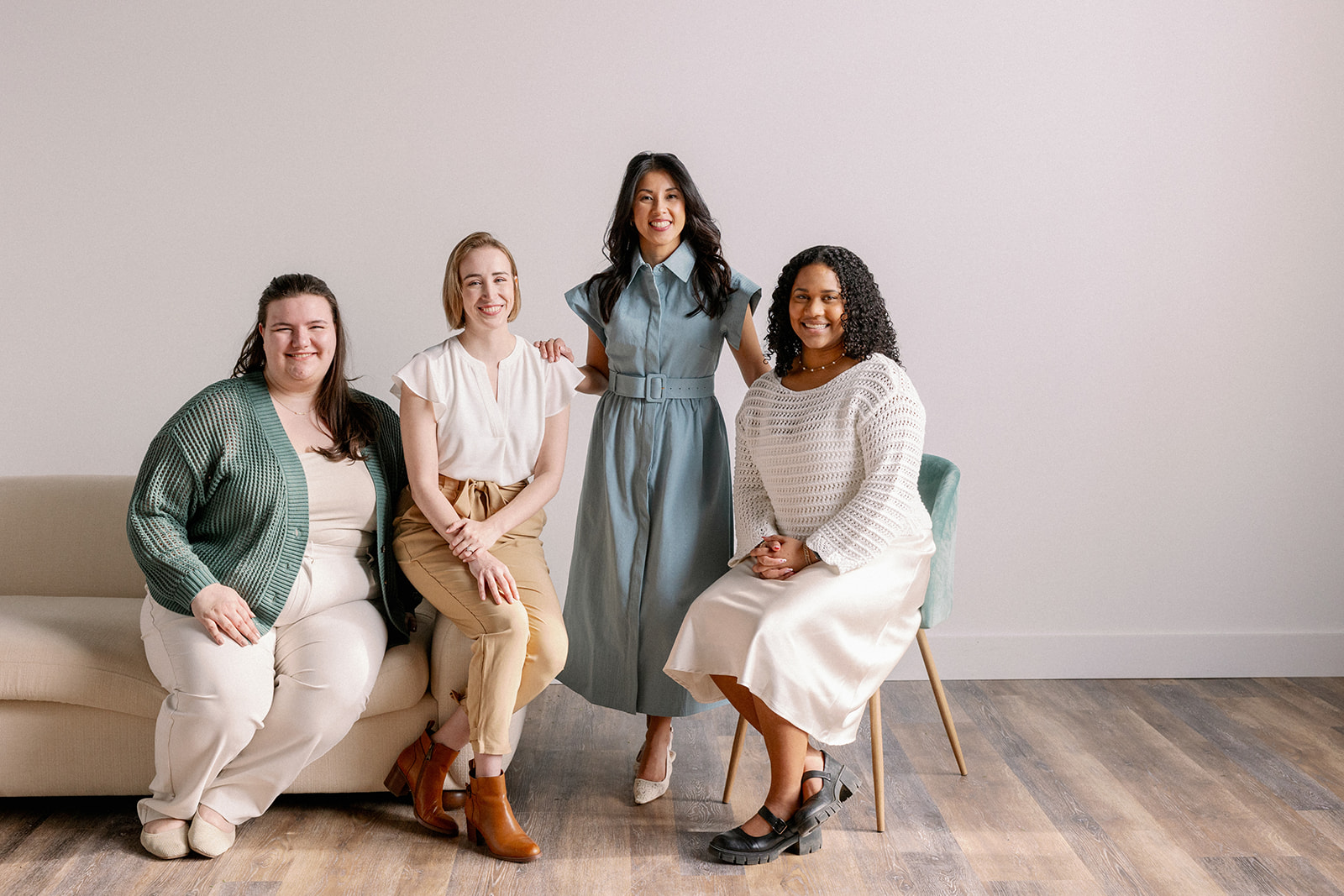 Wedding planning team, Verve Event Co., poses for photo together.