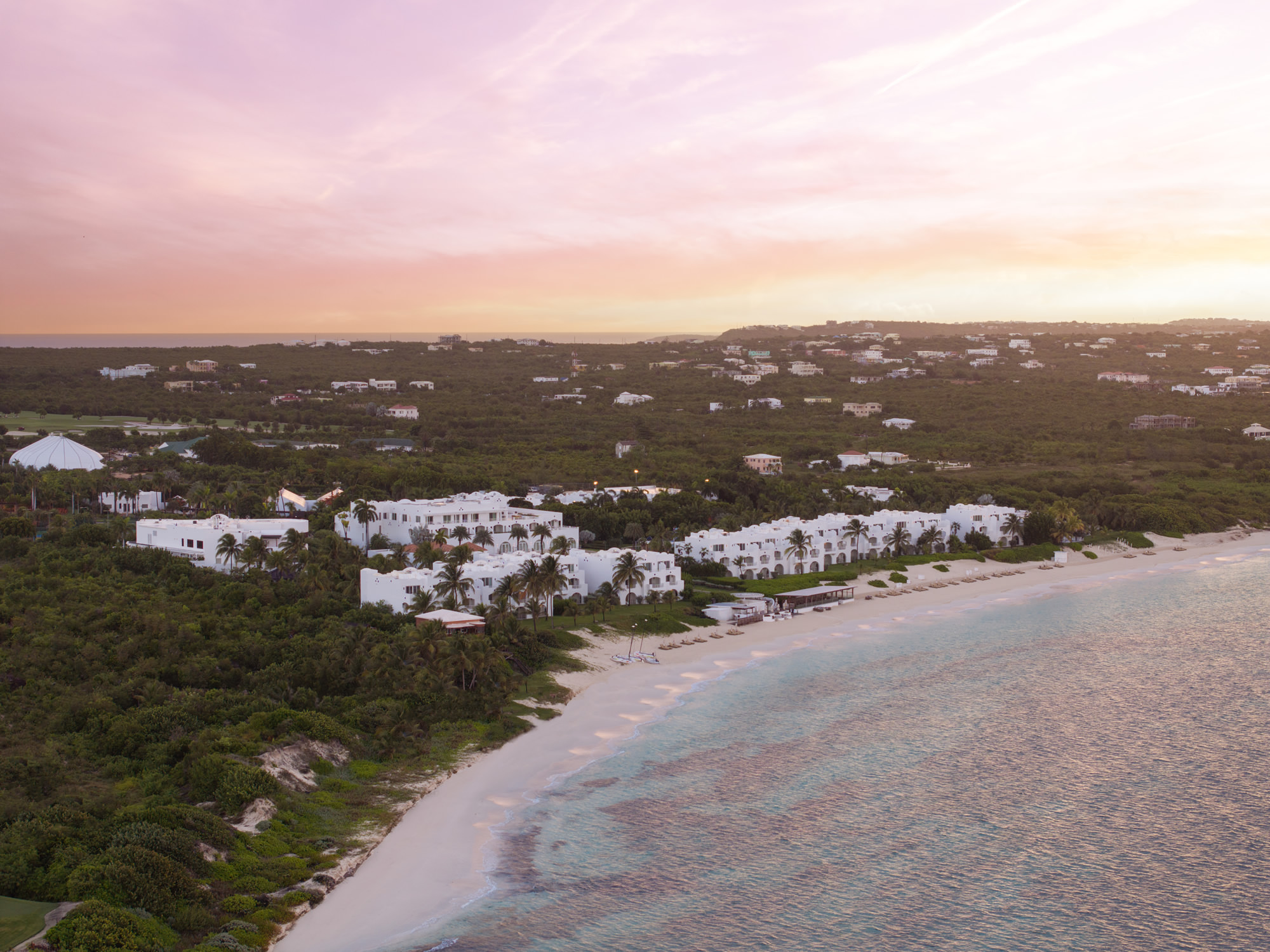 Aurora Anguilla property at sunrise.