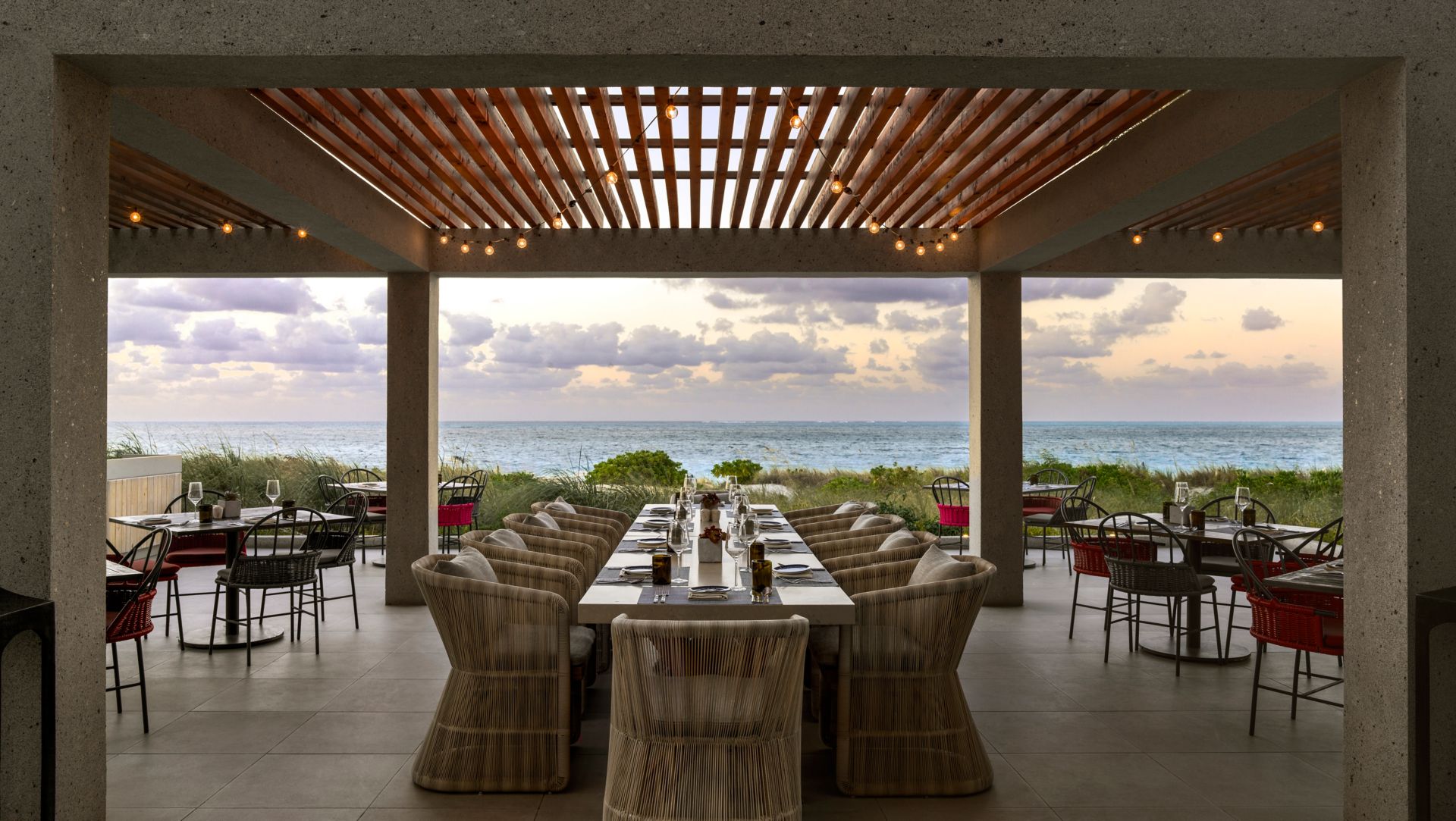 View of the ocean from the seaside restaurant at Ritz Carlton Turks & Caicos.