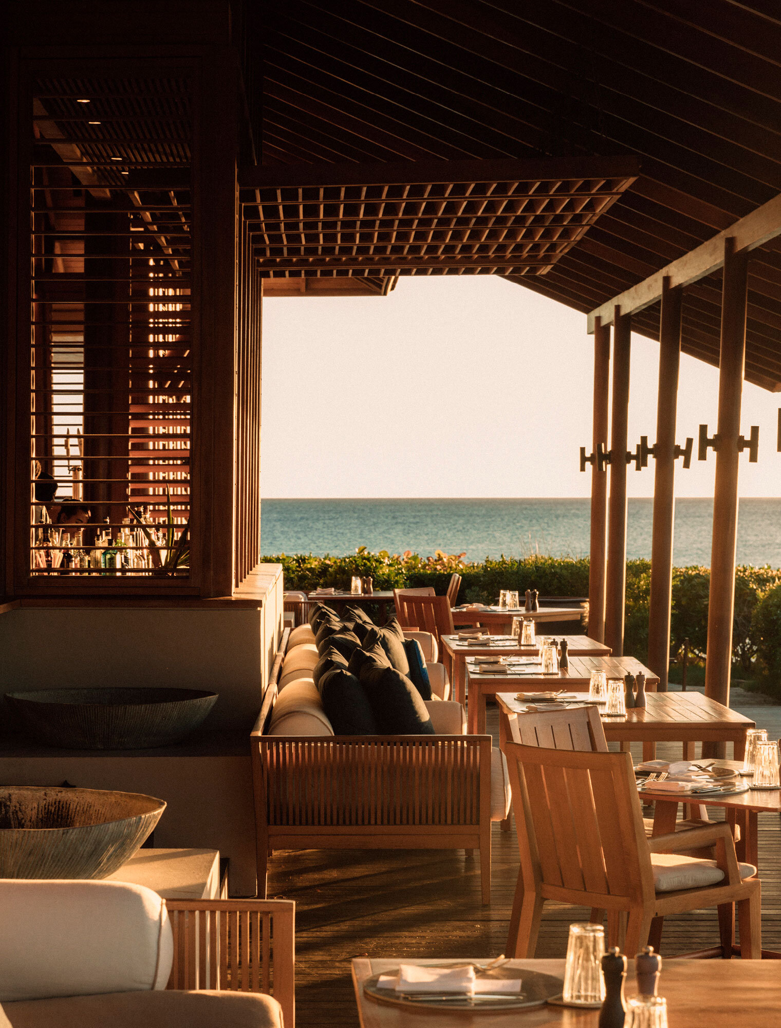 View of the ocean from Amanyara's restaurant.