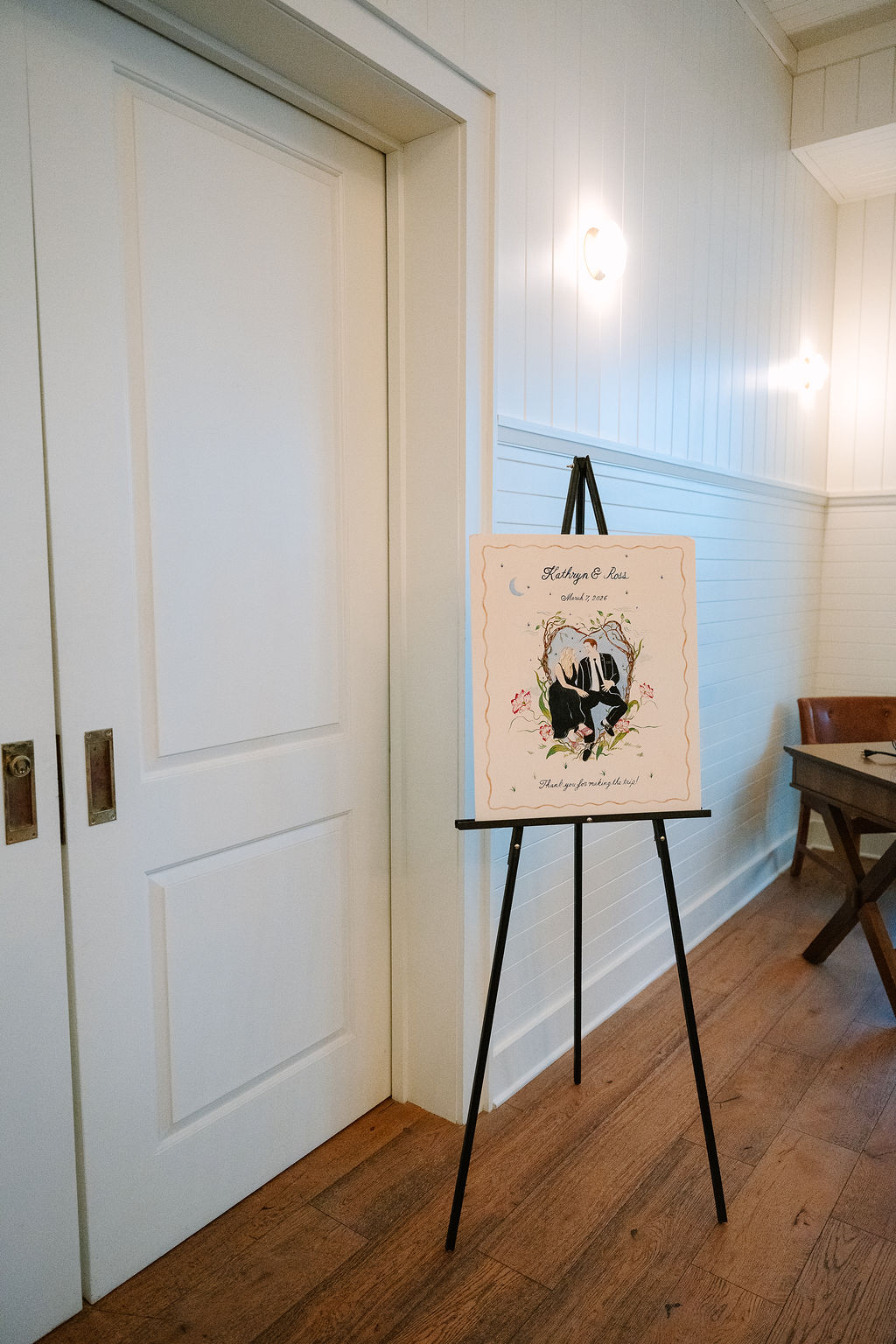 Custom sign for wedding cocktail party.