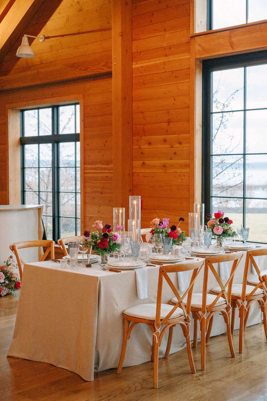 Tablescape for wedding reception with a dutch-inspired spring design.