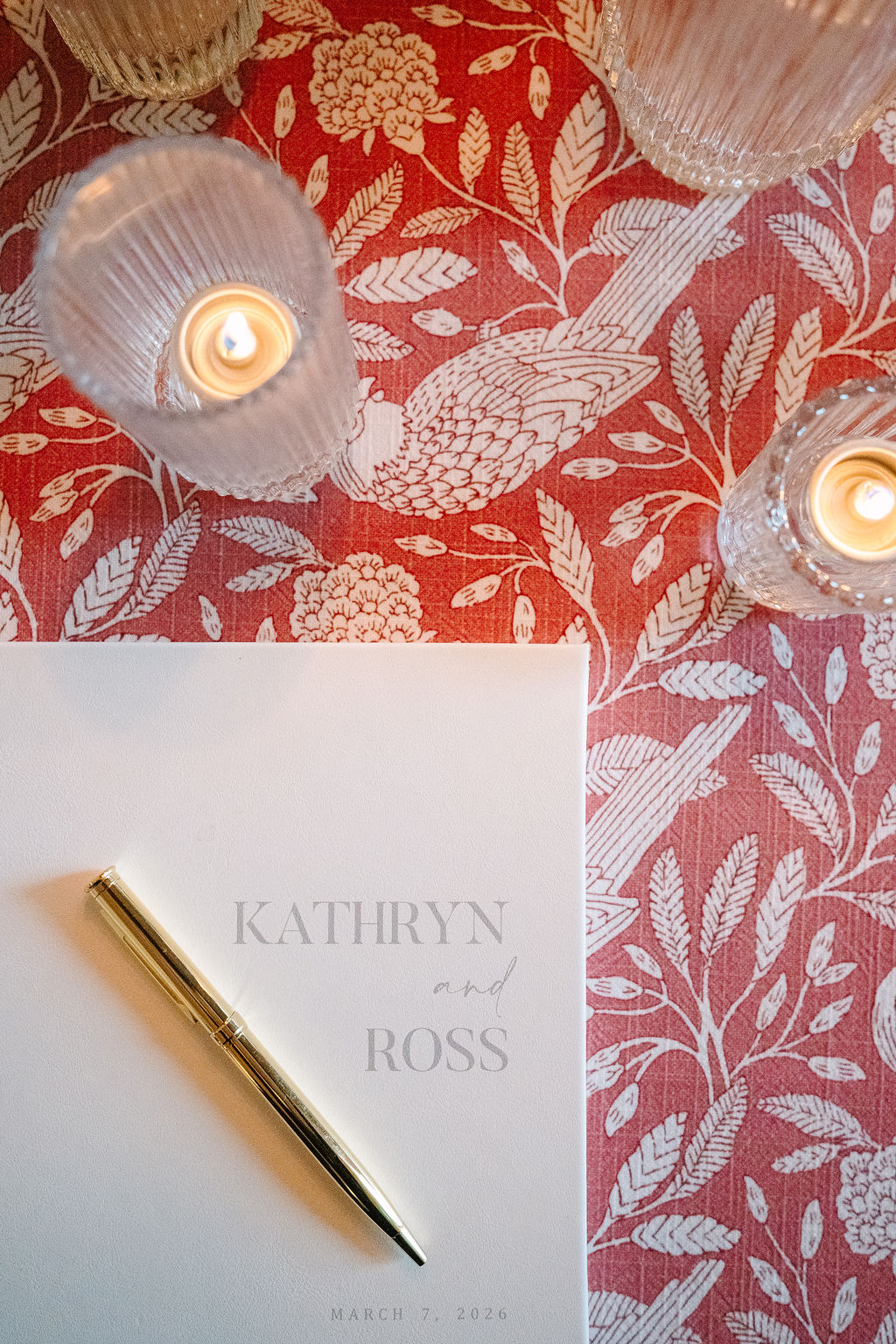 Kathryn and Ross guest book for wedding cocktail hour.